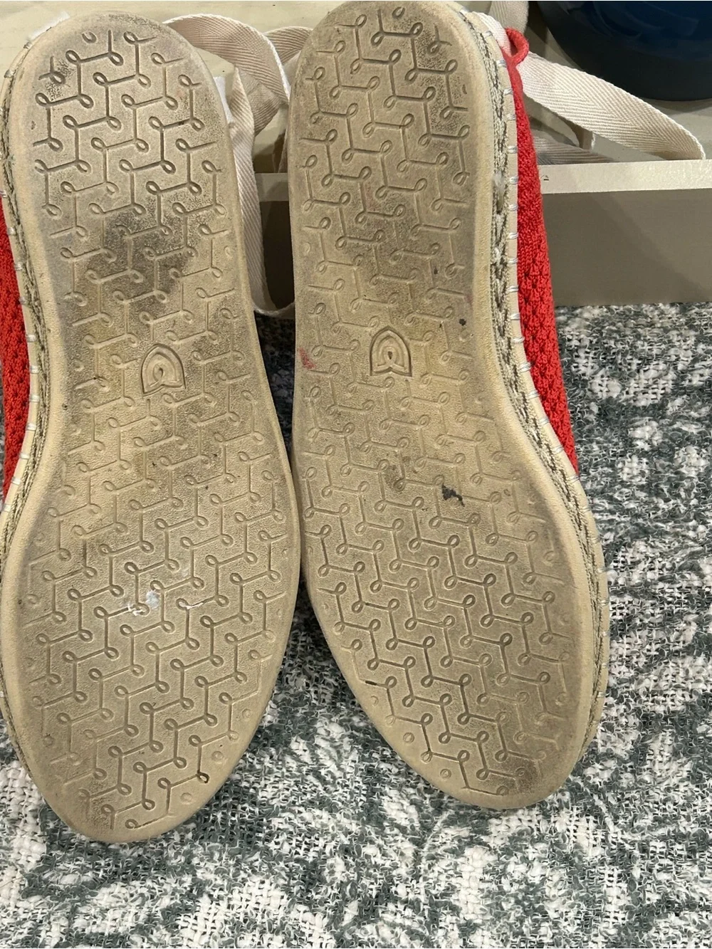 Rothy's Red Espadrille Flats with Cream Ankle Wrap